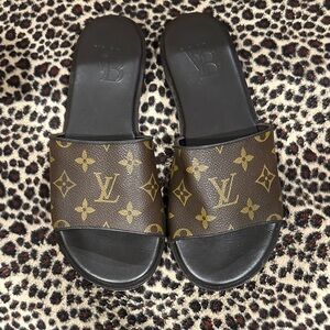 Louis Vuitton Black and Brown Monogram Sandals